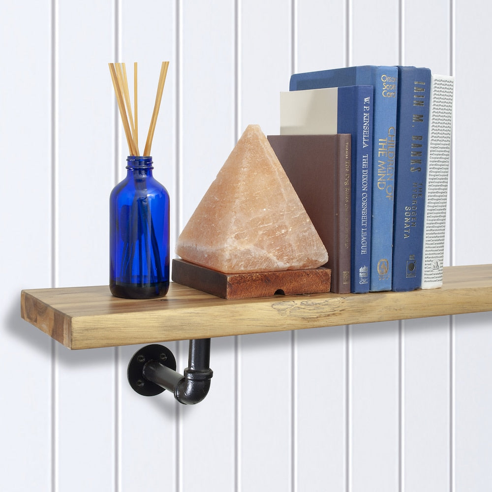 Étagère de cheminée Live Edge de 60 pouces avec corbeaux de tuyauteur en métal