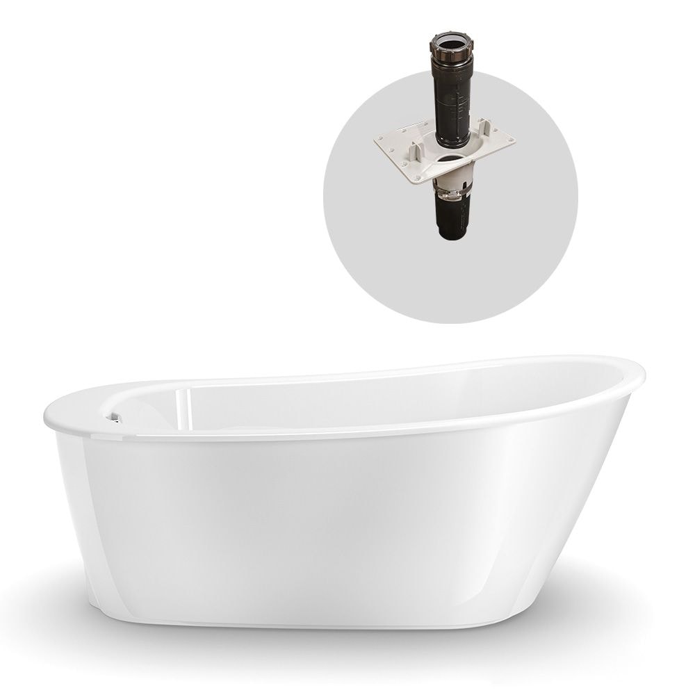 Sax 60 in. L x 32 in. W x 25 in. H 2-Piece Oval AcrylX Applied Acrylic Freestanding Bathtub, End Drain, in White with 14 inch Soaking Depth