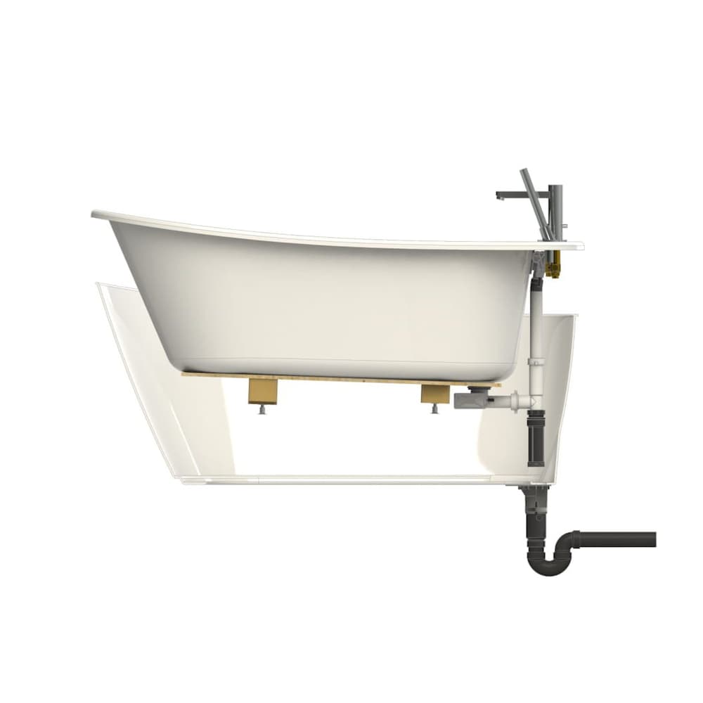 Sax 60 in. L x 32 in. W x 25 in. H 2-Piece Oval AcrylX Applied Acrylic Freestanding Bathtub, End Drain, in White with 14 inch Soaking Depth