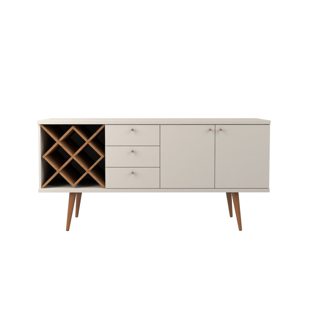 Utopia 4 Bottle Wine Rack with 3 Drawers and 2 Shelves in Off White and Maple Cream