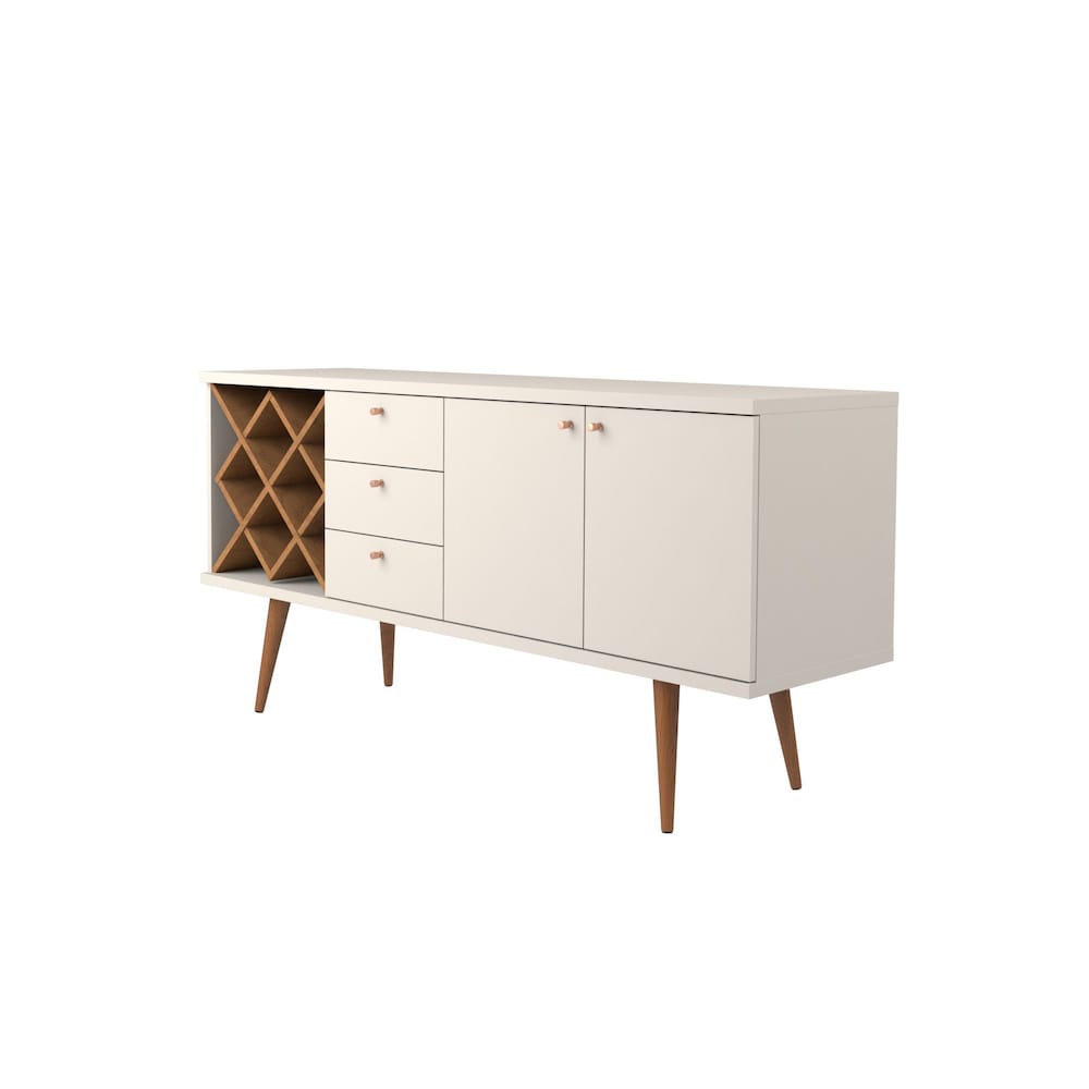 Utopia 4 Bottle Wine Rack with 3 Drawers and 2 Shelves in Off White and Maple Cream