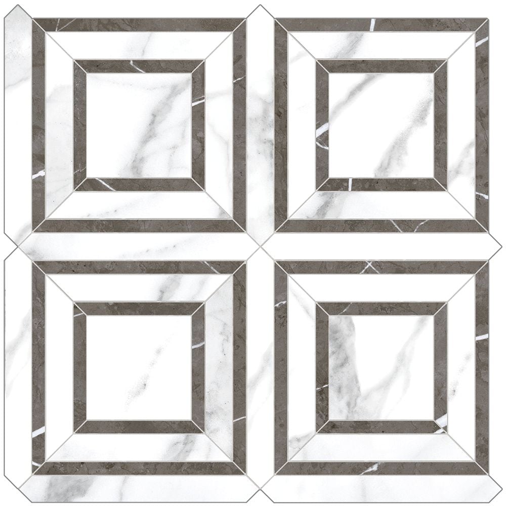 Statuario Piazza Polished Porcelain Mosaics (9.68 sq.ft. / case)