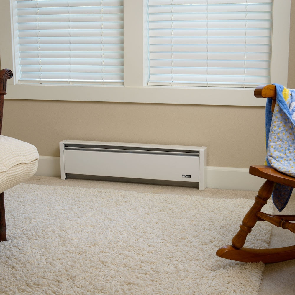 71-inch 240/208V 1,250/937W SoftHeat Hydronic Electric Baseboard Heater in White