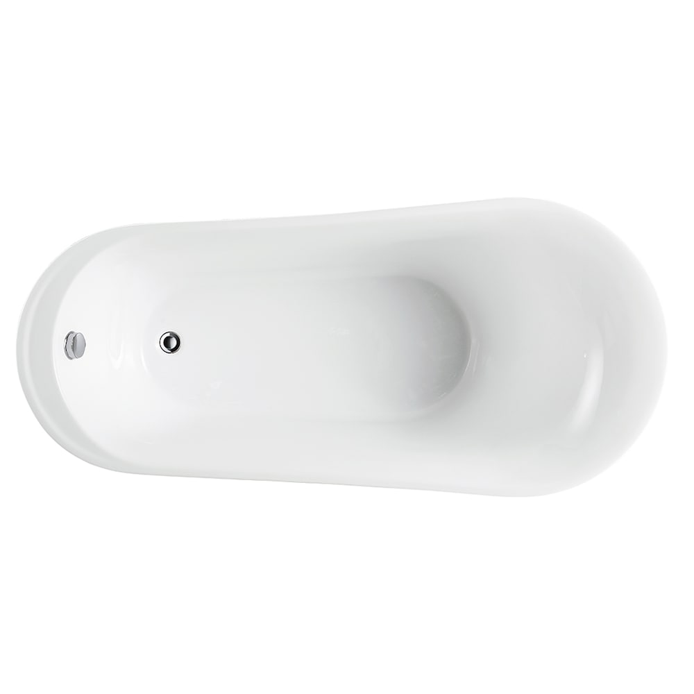 Baignoire autoportante en acrylique avec trop-plein rond en chrome poli et bonde escamotable. 6803