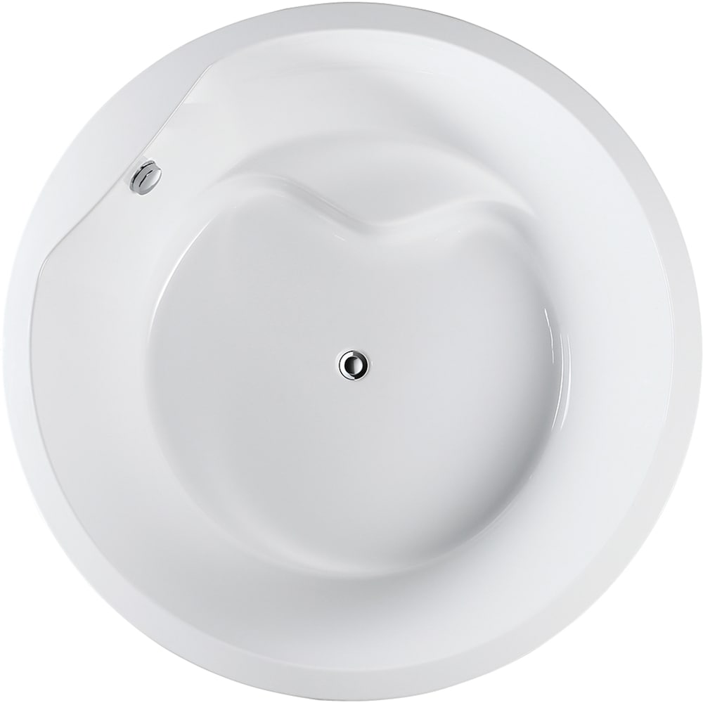 Freestanding acrylic bathtub with polished chrome round overflow and pop-up drain. 6810