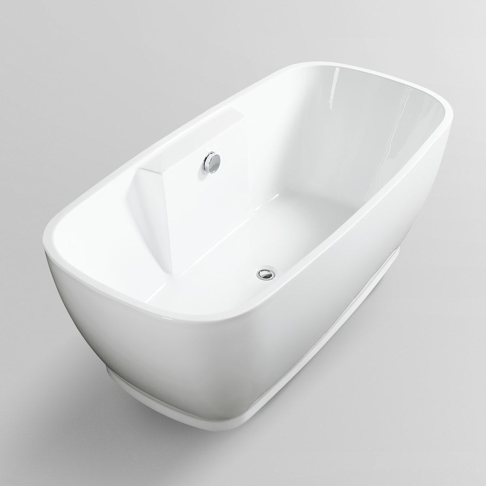 Baignoire autoportante en acrylique avec trop-plein rond en chrome poli et bonde escamotable. 6835-L