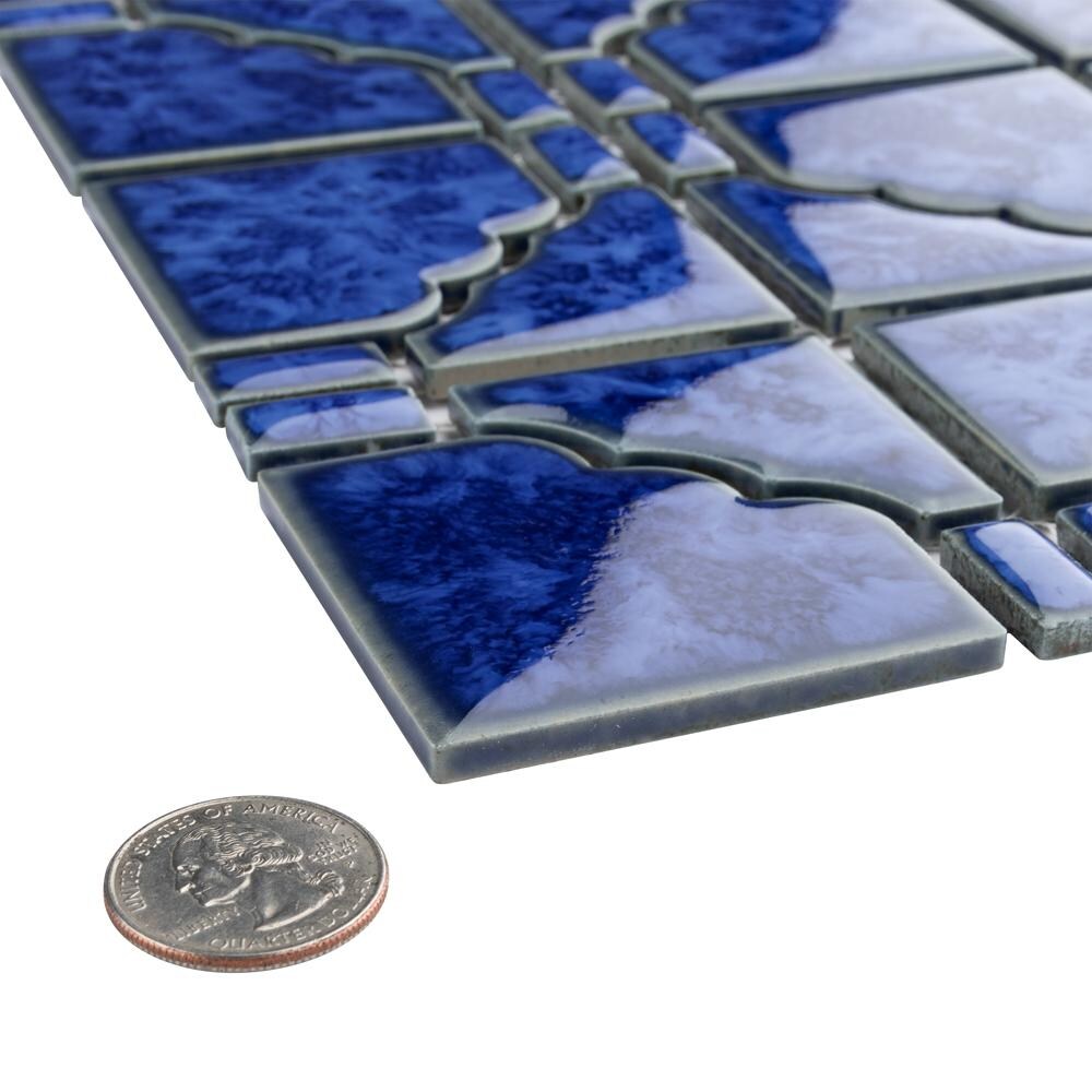 Osaka Blue Cloud 11-7/8 in. x 11-7/8 in. Porcelain Mosaic Tile (10.1 sq. ft./Case)