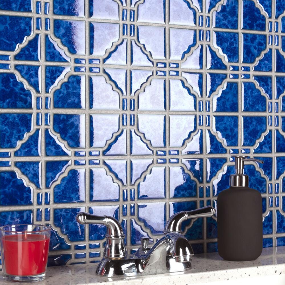 Osaka Blue Cloud 11-7/8 in. x 11-7/8 in. Porcelain Mosaic Tile (10.1 sq. ft./Case)