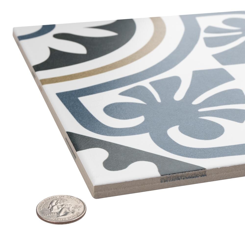 Majestic Tiena Blue 9-3/4-inch x 9-3/4-inch Porcelain Floor and Wall Tile (11.11 sq. ft. / case)