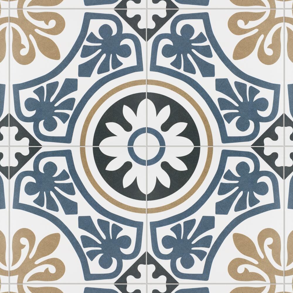 Majestic Tiena Blue 9-3/4-inch x 9-3/4-inch Porcelain Floor and Wall Tile (11.11 sq. ft. / case)