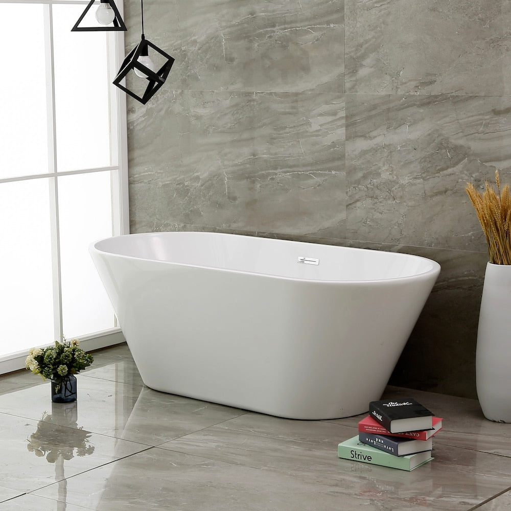 Aura 59 inch Seamless 1-Piece White Freestanding Tub
