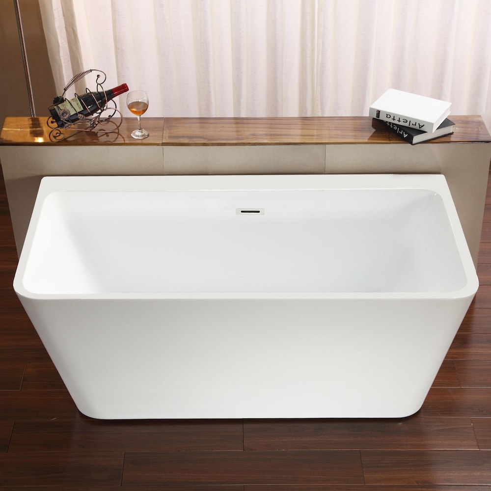 Vermont 67 inch Seamless 1-Piece White Freestanding Tub with Ledge for Deck-Mounted Faucet