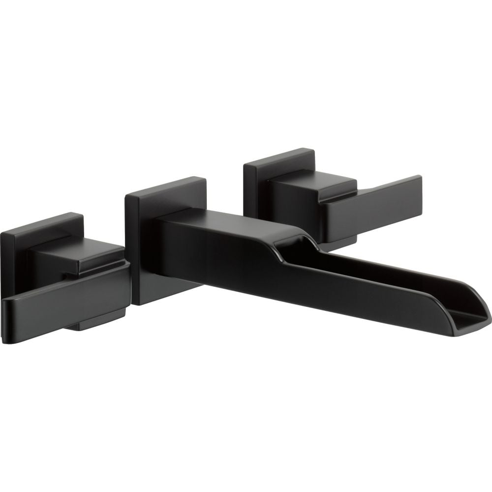 Ara Two Handle Wall Mount Bathroom Sink Faucet with Channel Spout Trim in Matte Black (Valve Not Included)