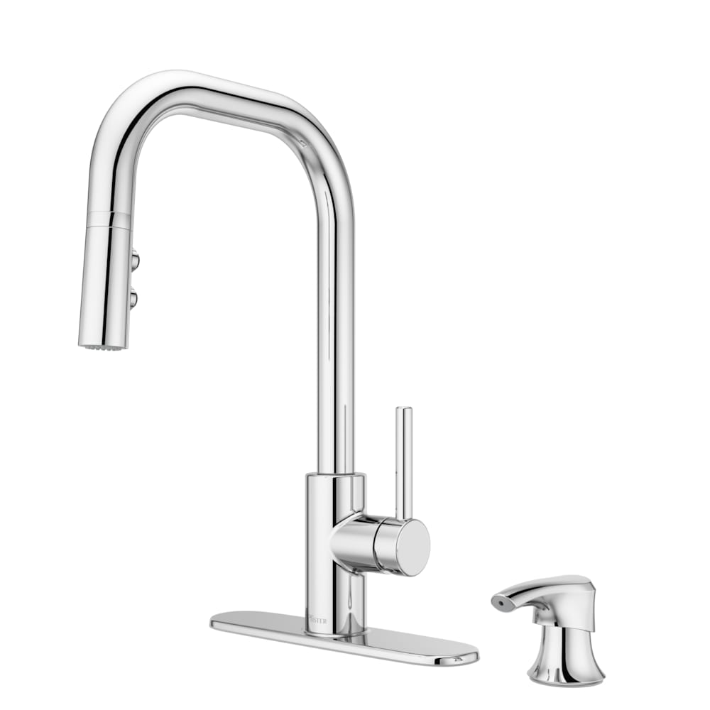 Zanna 1-Handle Polished Chrome Pull Out/Pull Down Kitchen Faucet/Kitchen Sink Faucet/Tap with Soap Dispenser