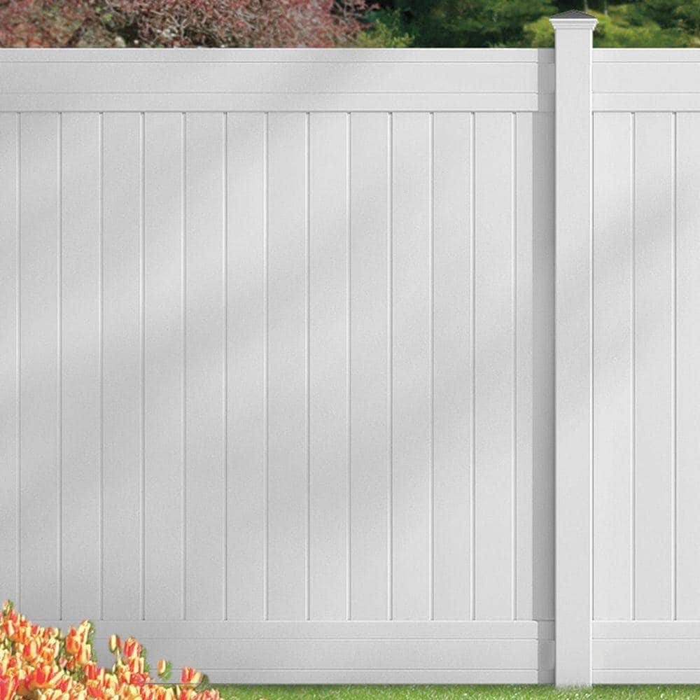 Dover 6 ft.H x 8 ft.W White UV Protected Flat Top Privacy Vinyl Fence Panel Unassembled 1 pack