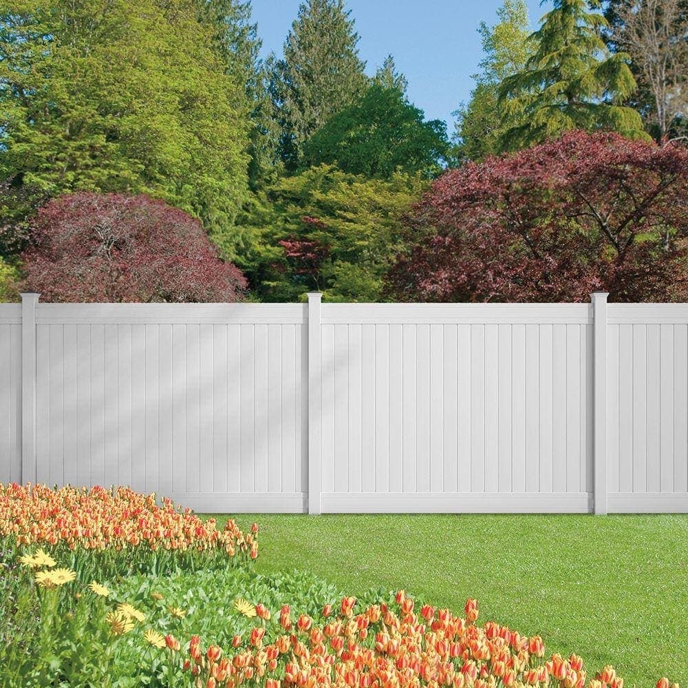 Dover 6 ft.H x 8 ft.W White UV Protected Flat Top Privacy Vinyl Fence Panel Unassembled 1 pack
