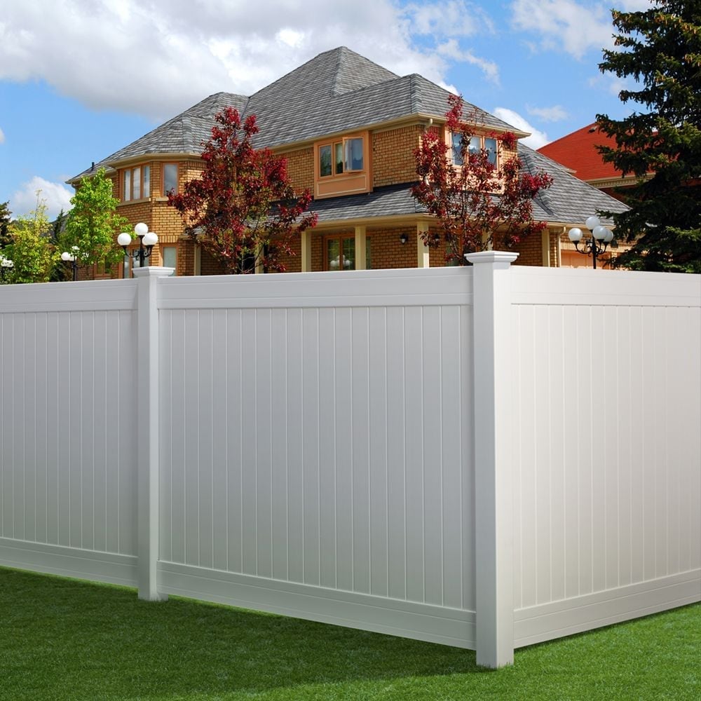 Dover 6 ft.H x 8 ft.W White UV Protected Flat Top Privacy Vinyl Fence Panel Unassembled 1 pack