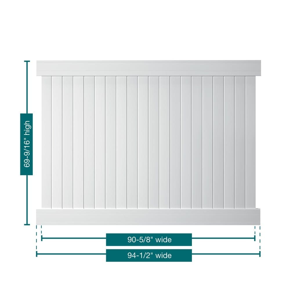 Dover 6 ft.H x 8 ft.W White UV Protected Flat Top Privacy Vinyl Fence Panel Unassembled 1 pack