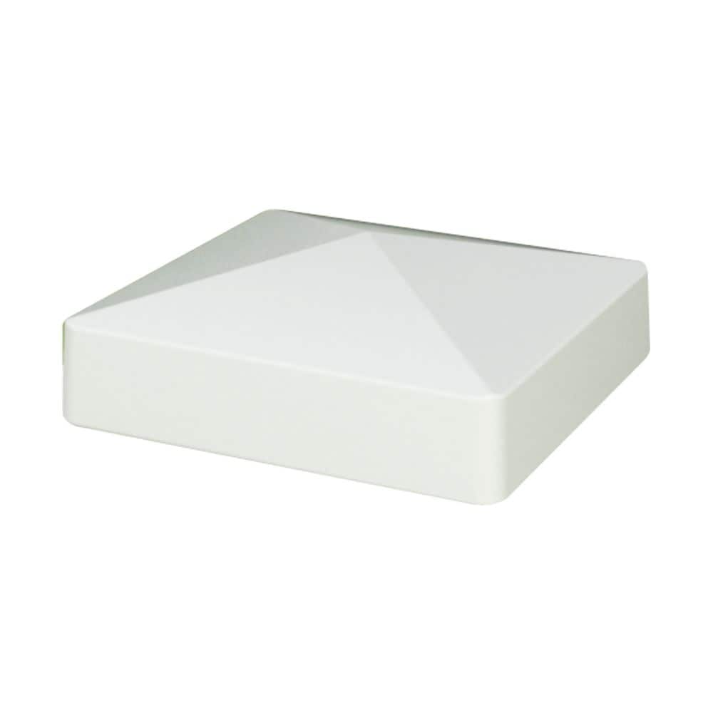 5 in. x 5 in. White Pyramid Vinyl Post Cap