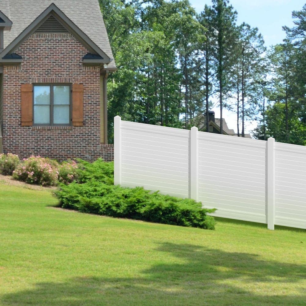 5 in. x 5 in. x 8 ft. White Routed Vinyl Fence End Post 1 pack