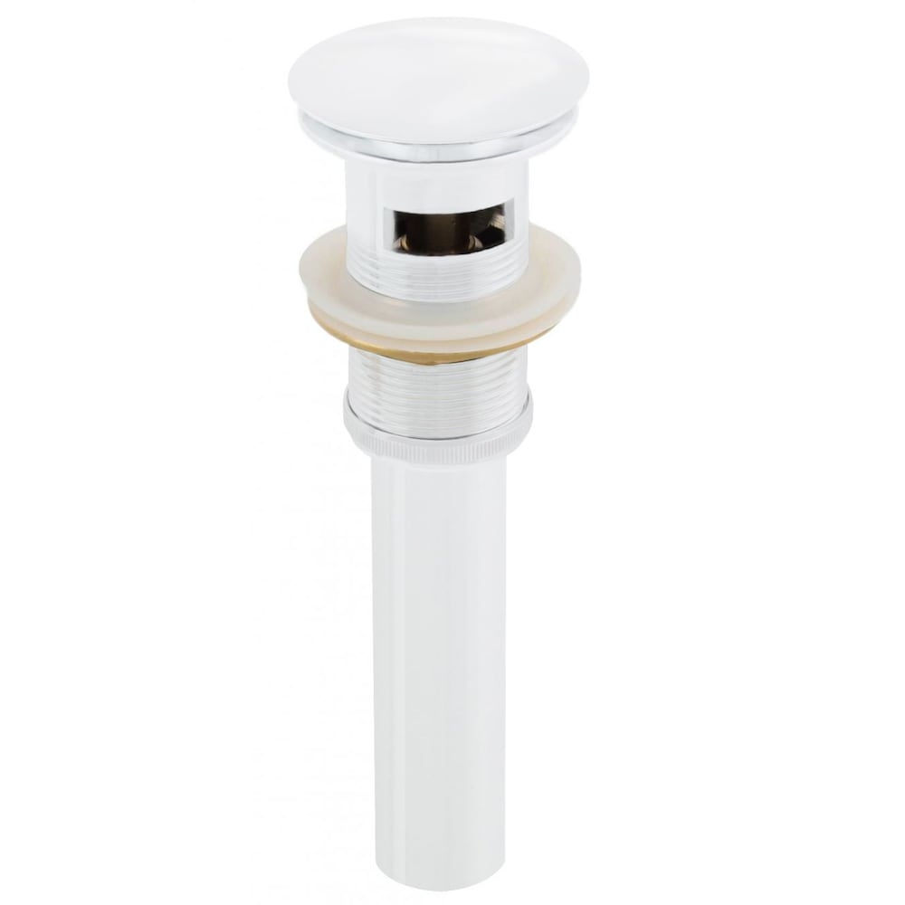 2.6-in. W Stainless Steel Bathroom Sink Drain With Overflow In White AI-20319