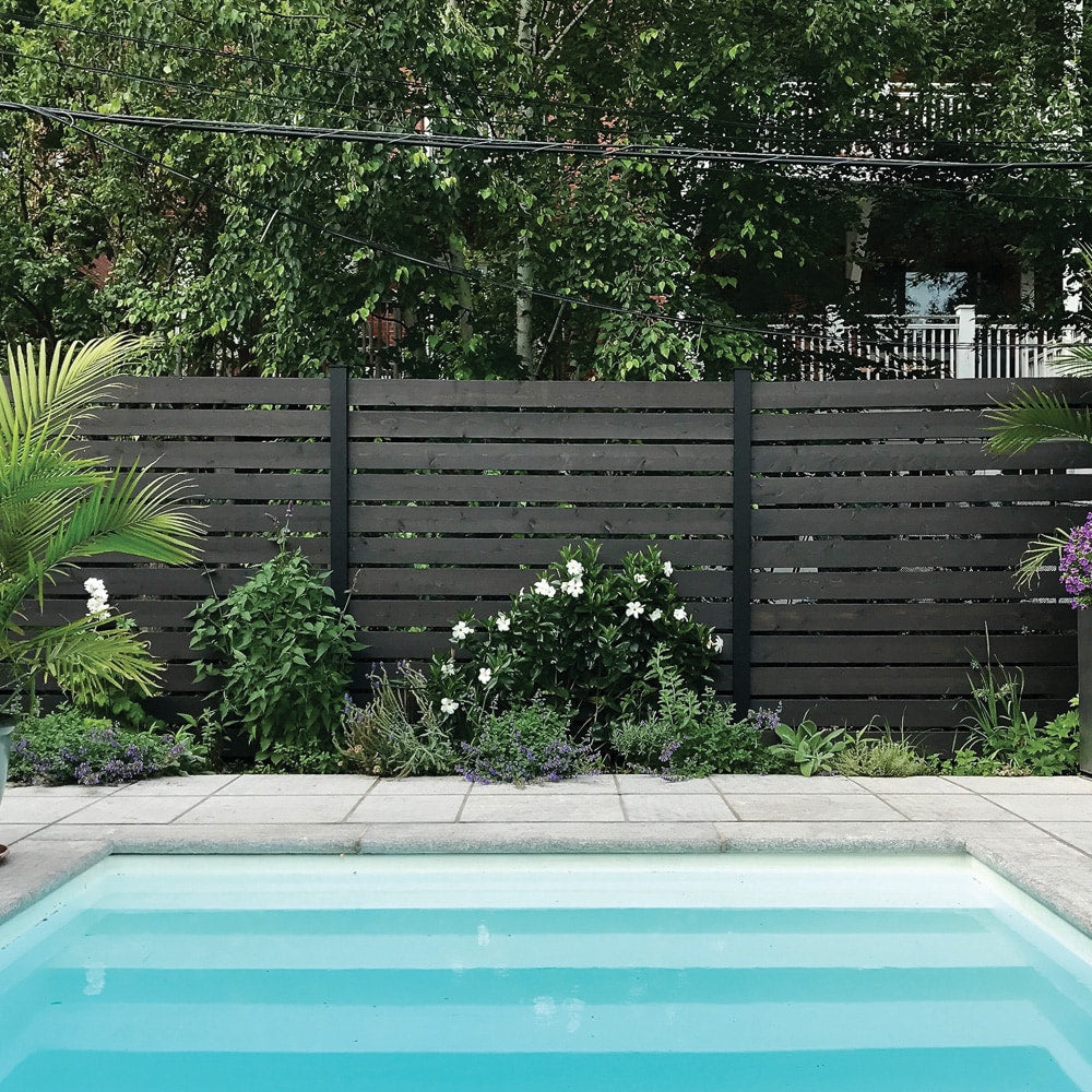 Ensemble de poteaux de clôture en aluminium de 72 po et de quincaillerie noir (kit C6)