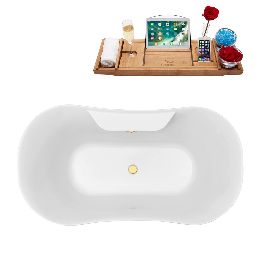60-inch N100GLD-GLD Soaking Clawfoot Tub and Tray With External Drain