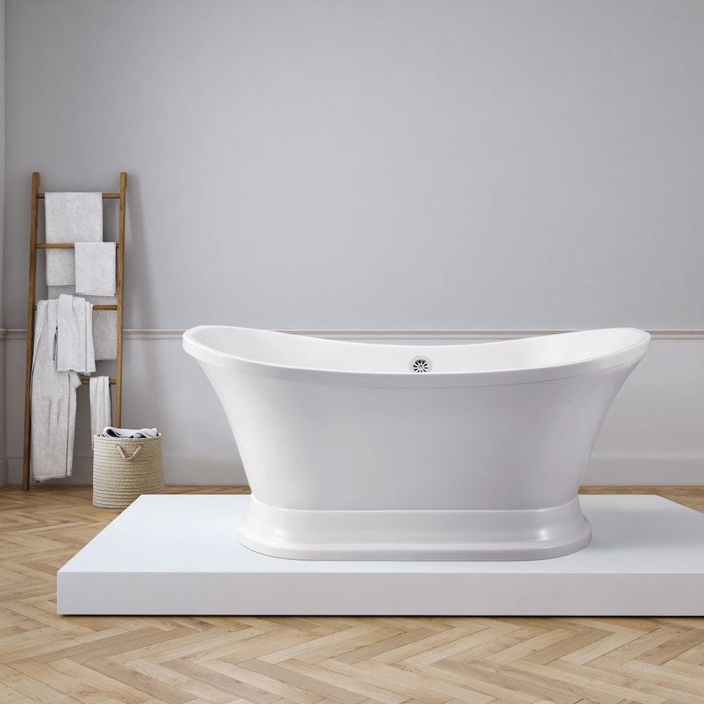 60-inch N200CH Soaking Freestanding Tub and Tray With External Drain