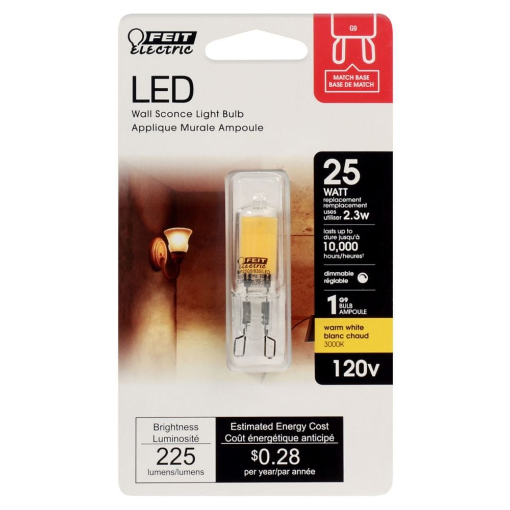 25 Watt Equivalent G9 LED Light Bulb, Warm White (3000K)