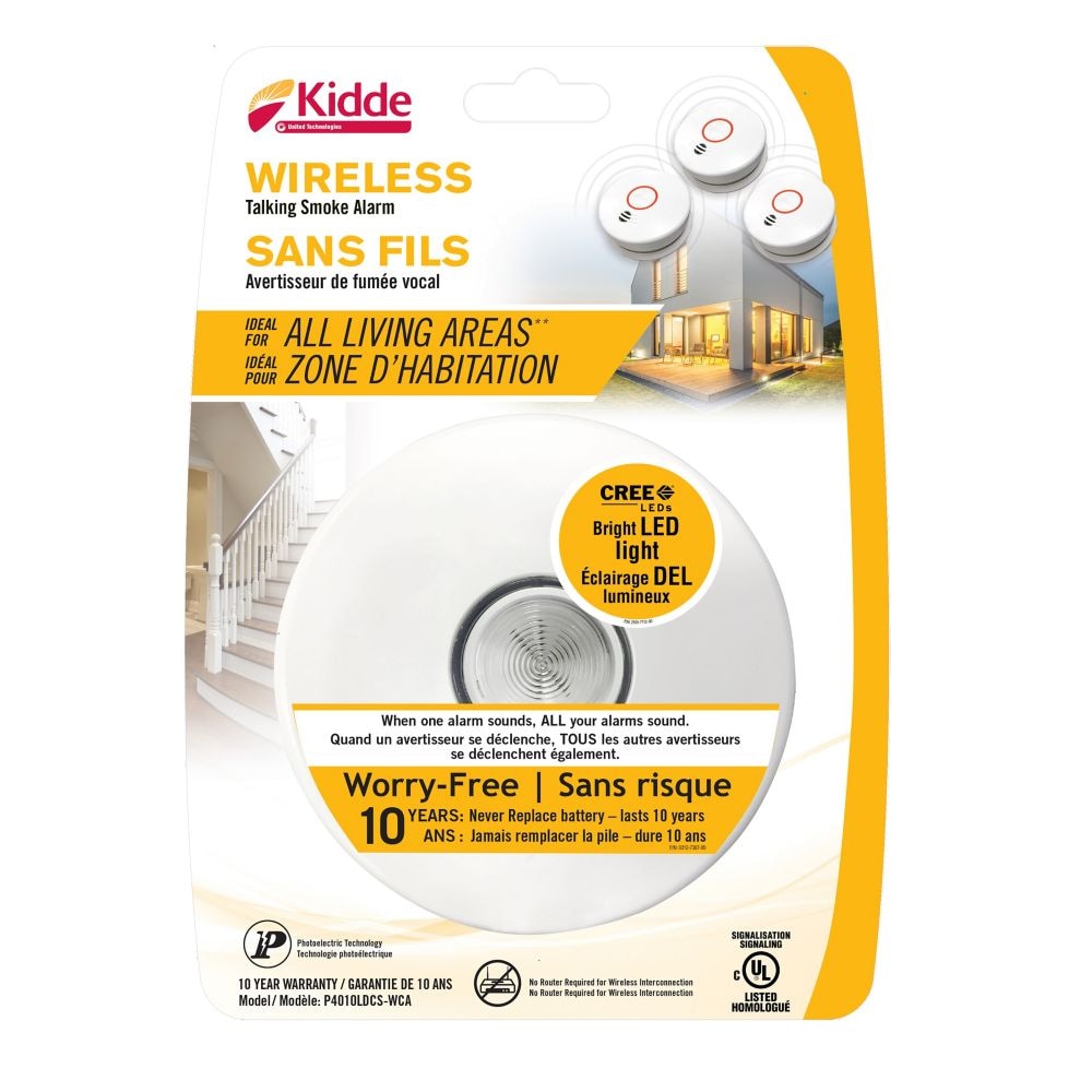 Battery Operated Wireless Smoke Alarm with LED Safety Light