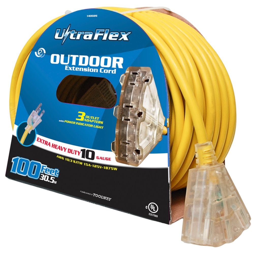 Ext Cord 30.5m SJTW 10/3 3-Outlet