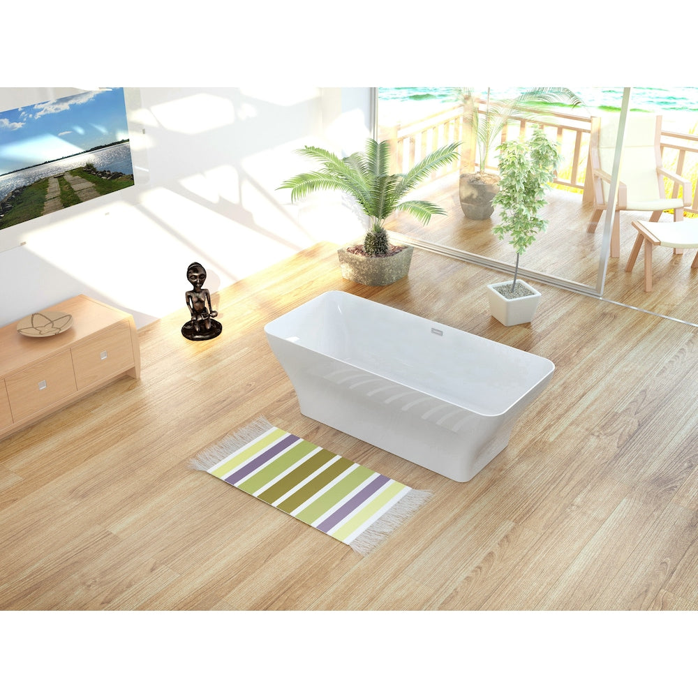 67 inch Solid Surface Resin K-81-70FSWHSS-FM Soaking Freestanding Tub and Tray with Internal Drain