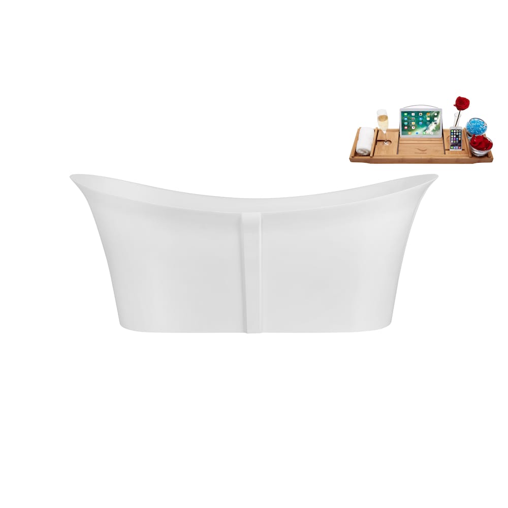 67 inch Solid Surface Resin K-88-70FSWHSS-FM Soaking Freestanding Tub and Tray with Internal Drain