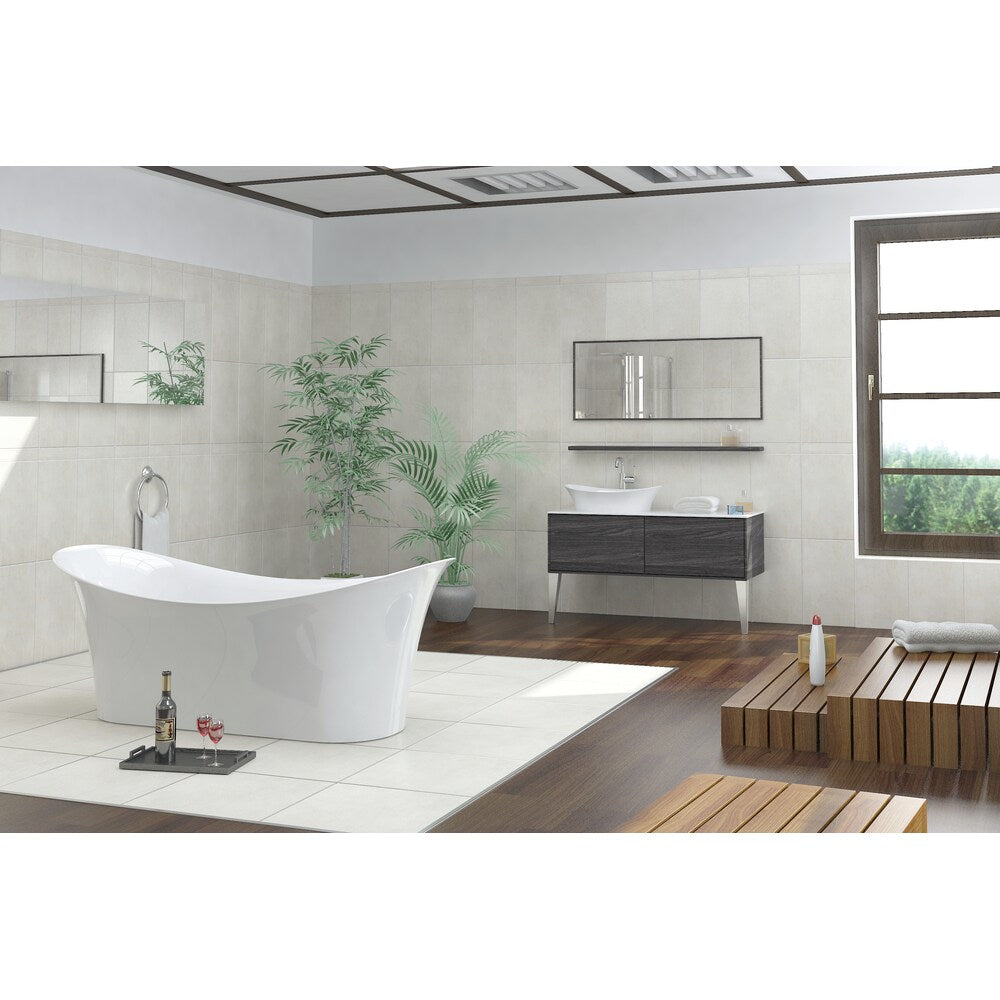 67 inch Solid Surface Resin K-88-70FSWHSS-FM Soaking Freestanding Tub and Tray with Internal Drain