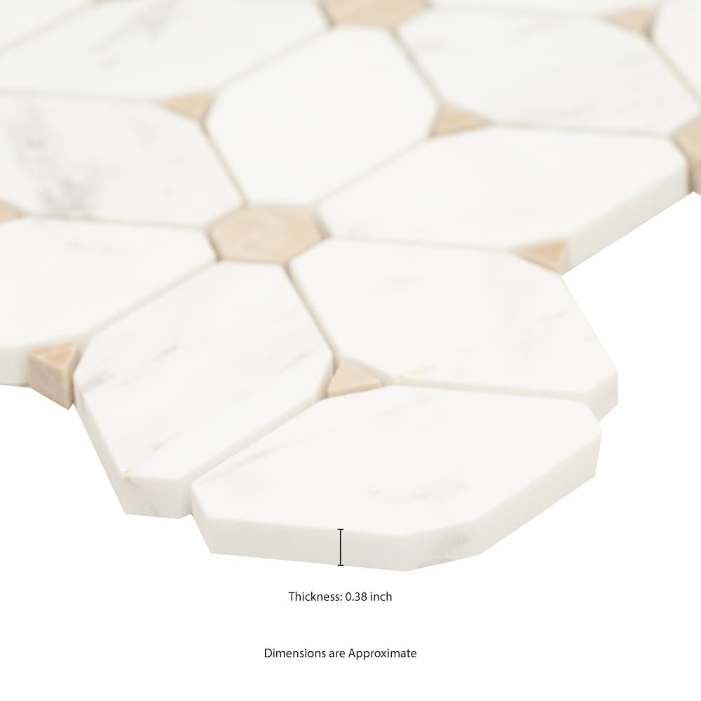 Cecily 10.83-inch x 12.6-inch x 10 mm Polished Marble Mesh-Mounted Mosaic Tile (9.5 sq. ft. / case)