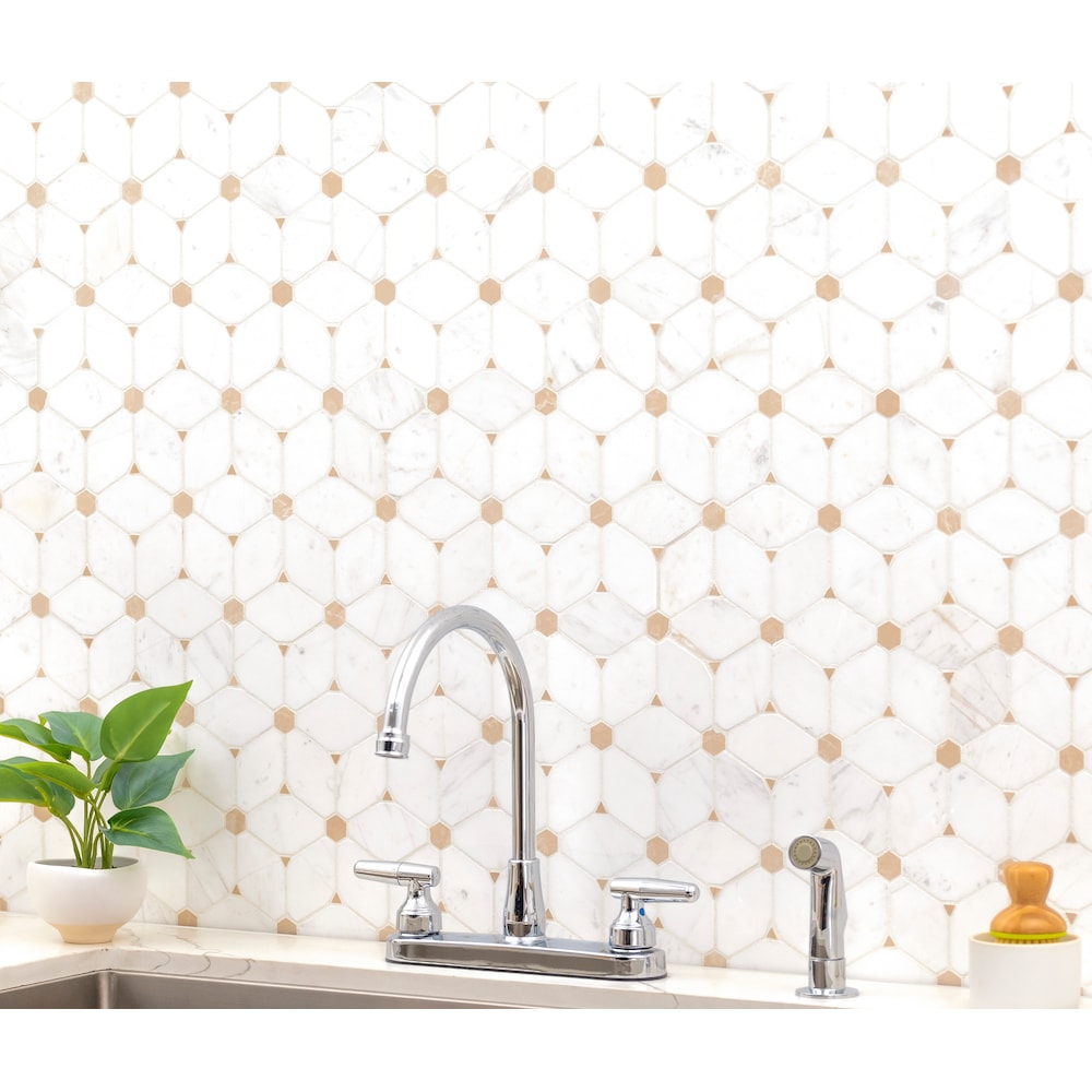 Cecily 10.83-inch x 12.6-inch x 10 mm Polished Marble Mesh-Mounted Mosaic Tile (9.5 sq. ft. / case)