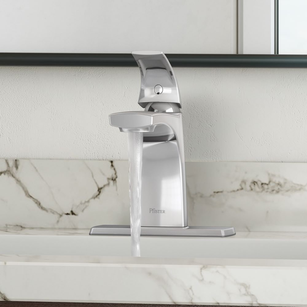 Robinet de lavabo de salle de bain Karci à poignée unique en chrome poli à 1 ou 3 trous