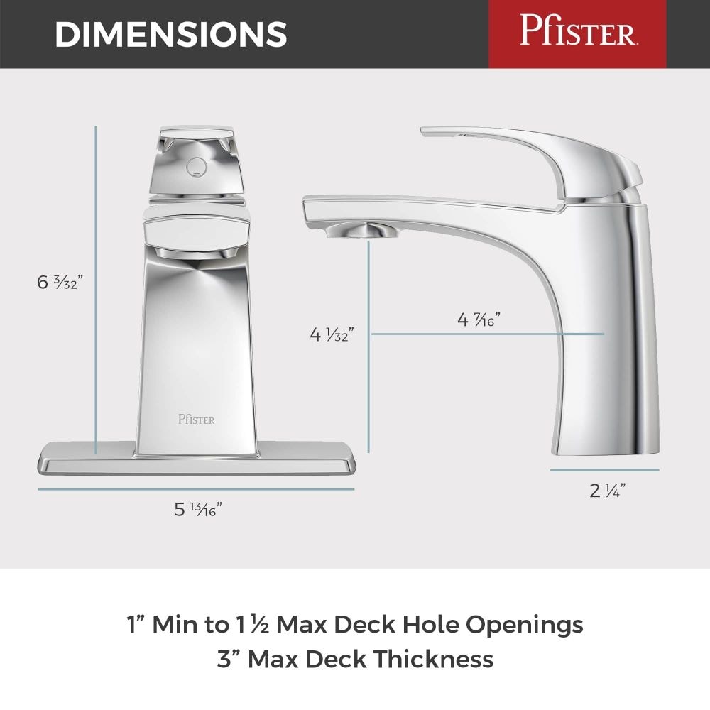 Robinet de lavabo de salle de bain Karci à poignée unique en chrome poli à 1 ou 3 trous