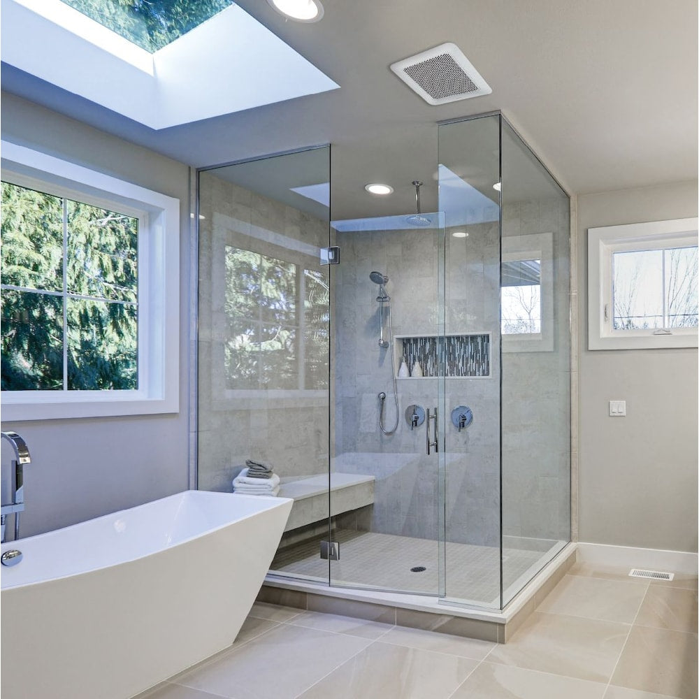 80-100 CFM 0.5-1.1 Sones Whisper Thin Low Profile Bath Fan (for rooms < 100 sq. ft.) ENERGY STAR®