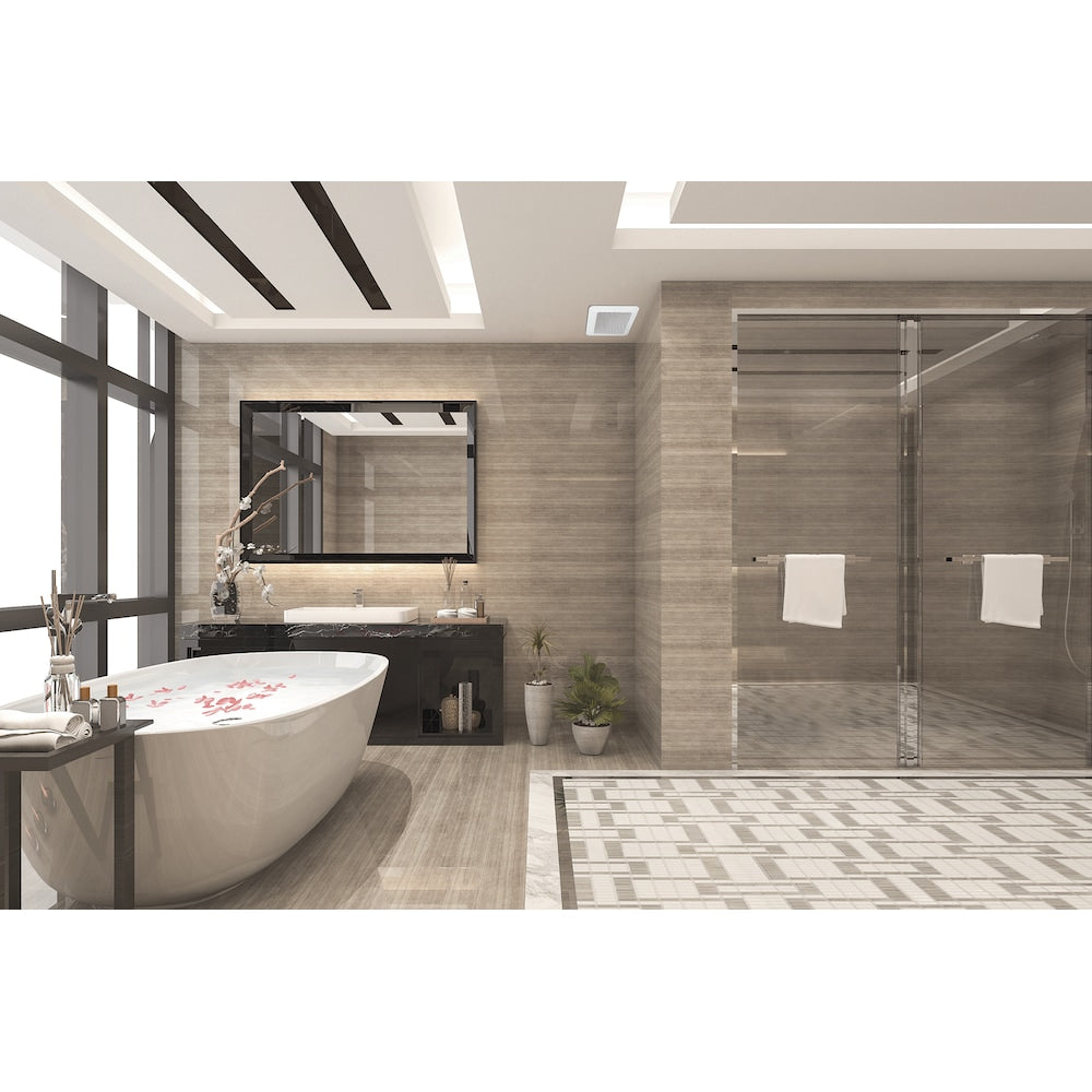 80-100 CFM 0.5-1.1 Sones Whisper Thin Low Profile Bath Fan (for rooms < 100 sq. ft.) ENERGY STAR®