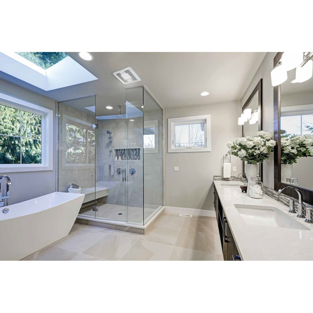 80-110 CFM 0.4-1.1 Sones Whisper Remodel Bath Fan with light (for rooms < 100 sq. ft.) ENERGY STAR®