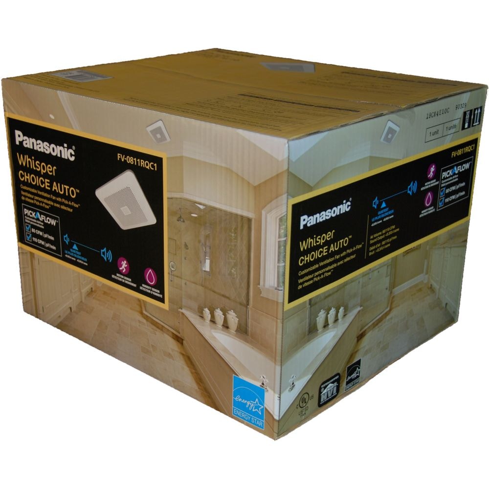 80-110 CFM 0.3-0.5 Sones Whisper Choice Humidity-Sensor Bath Fan (for rooms < 100 sq. ft.) ENERGY STAR®