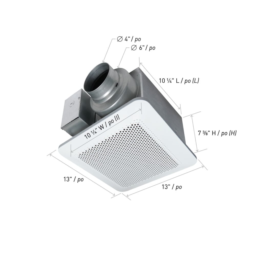 130-150 CFM 0.4-0.6 Sones Whisper Choice Bath Fan (for rooms < 140 sq. ft.) ENERGY STAR®