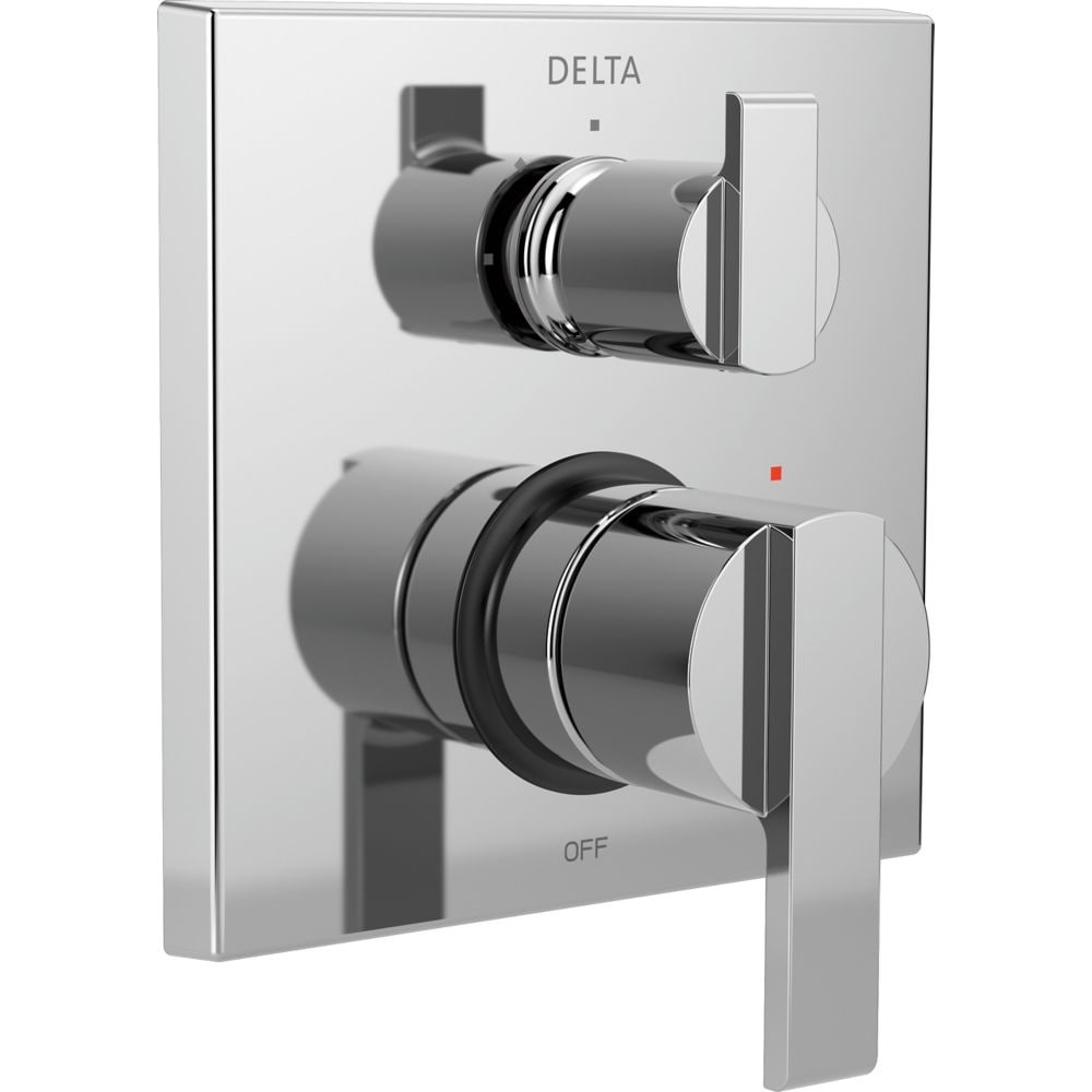 Ara Modern 2-Handle Wall-Mount Valve Trim Kit with Integrated Diverter in Chrome (Valve Sold Separately)