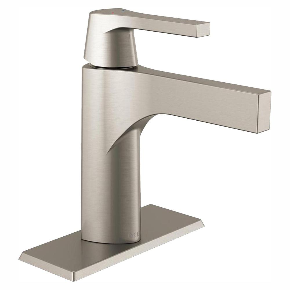 Robinet de lavabo de salle de bain à poignée unique à trou unique Zura avec ensemble de vidange en métal en acier inoxydable