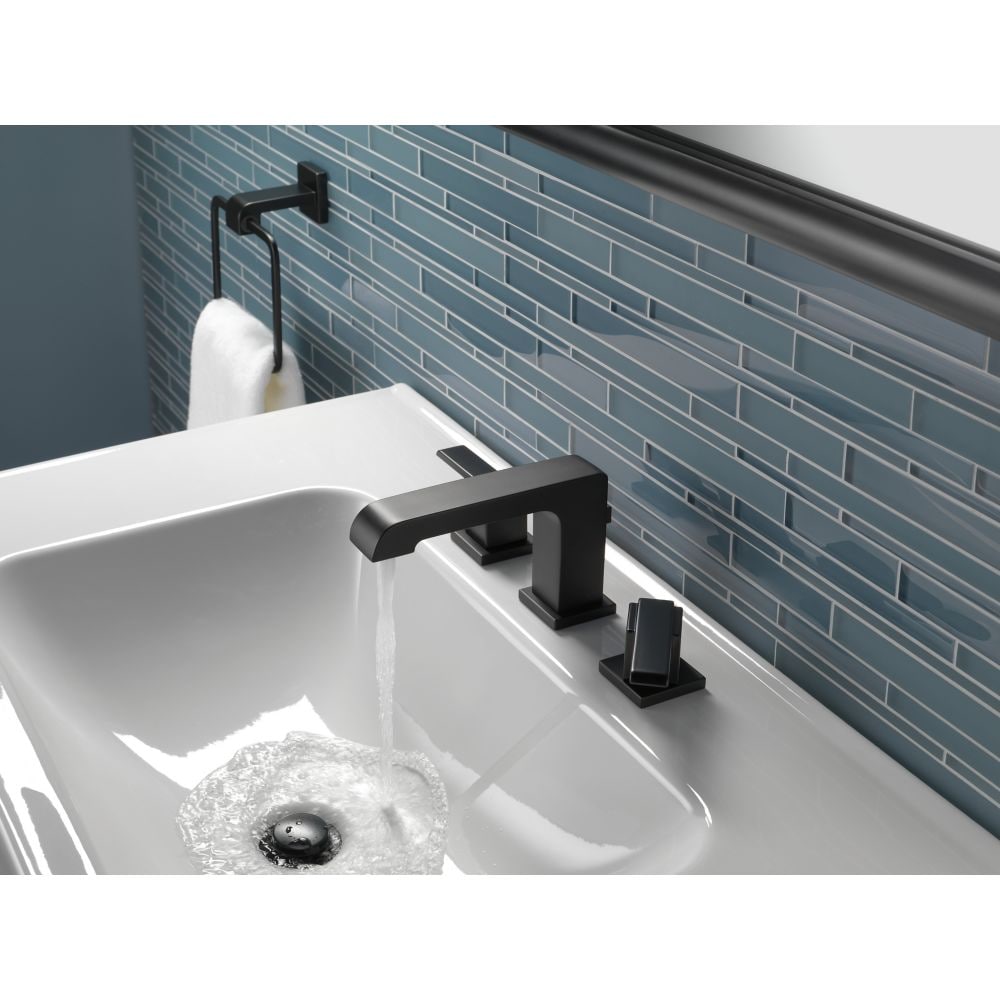 Robinet de lavabo à deux poignées Ara - Robinet escamotable en métal, noir mat