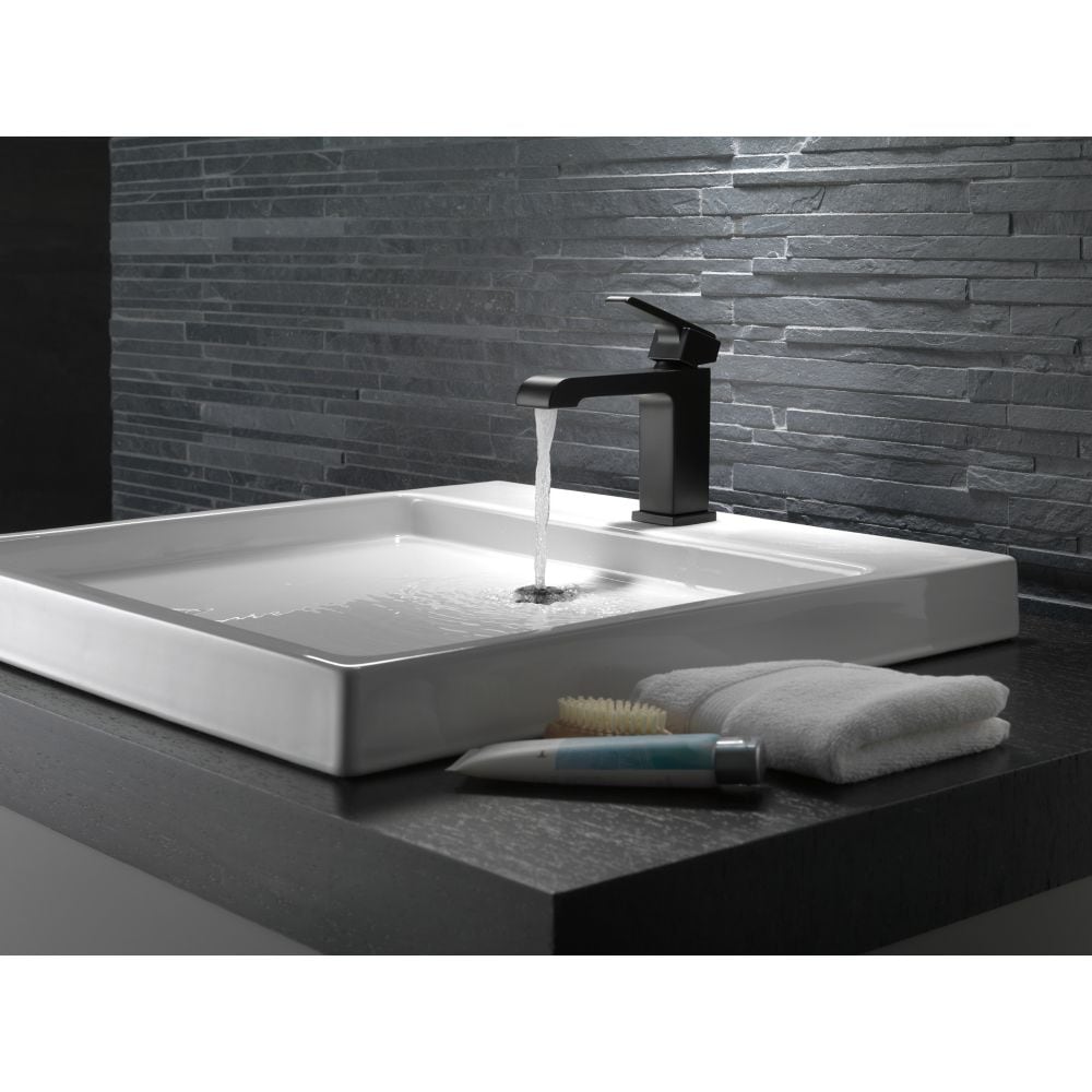 Ara Single Handle Single Hole Bathroom Sink Faucet Metal Pop-Up Deck Mount Standard Flow Matte Black