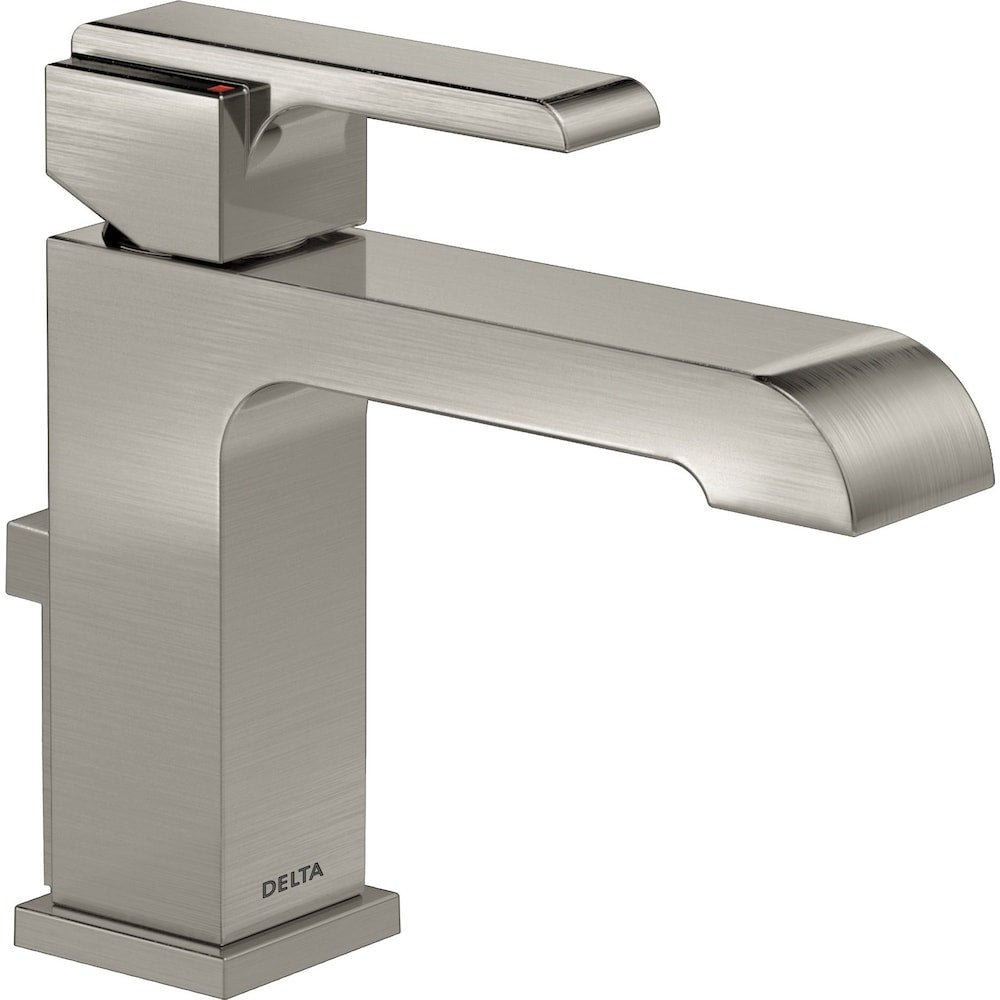 Ara Single Handle Single Hole Bathroom Sink Faucet Metal Pop-Up Deck Mount Standard Flow in Stainless Steel