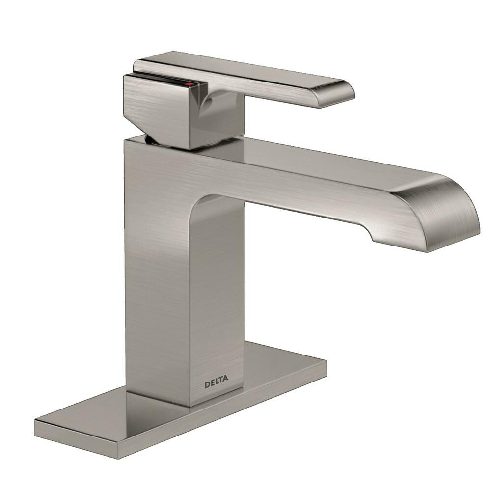 Ara Single Handle Single Hole Bathroom Sink Faucet Metal Pop-Up Deck Mount Standard Flow in Stainless Steel