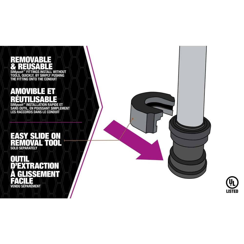 3/4 inch Liquid Tight Non-Metallic SIMPush 90 Degree Connector